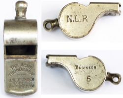 North London Railway nickel plated brass whistle stamped on the sides N.L.R and Engineer 5 stamped