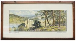 Carriage print BRAEMAR CASTLE ABERDEENSHIRE by E.W. Haslehurst from the LNER Pre War Series. In very