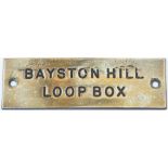 GWR machine engraved brass Shelf Plate BAYSTON HILL LOOP BOX. In ex box condition measures 4.75in