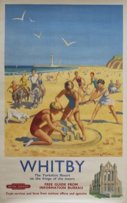 Poster BR(NE) WHITBY THE YORKSHIRE RESORT ON THE FRINGE OF THE MOORS by Lance Cattermole issued in