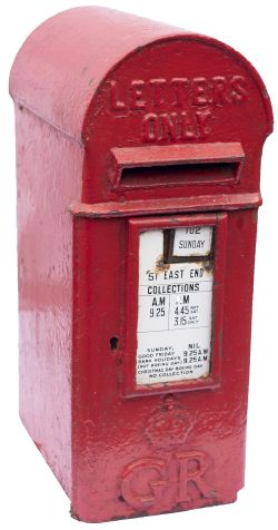 Cast iron post box, lamp box type, George V with GR & Crown pre 1928. Complete with enamel door
