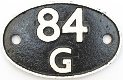 Shedplate 84G Shrewsbury 1950 to September 1960. The ex GWR/LNWR Joint shed had used 4 different