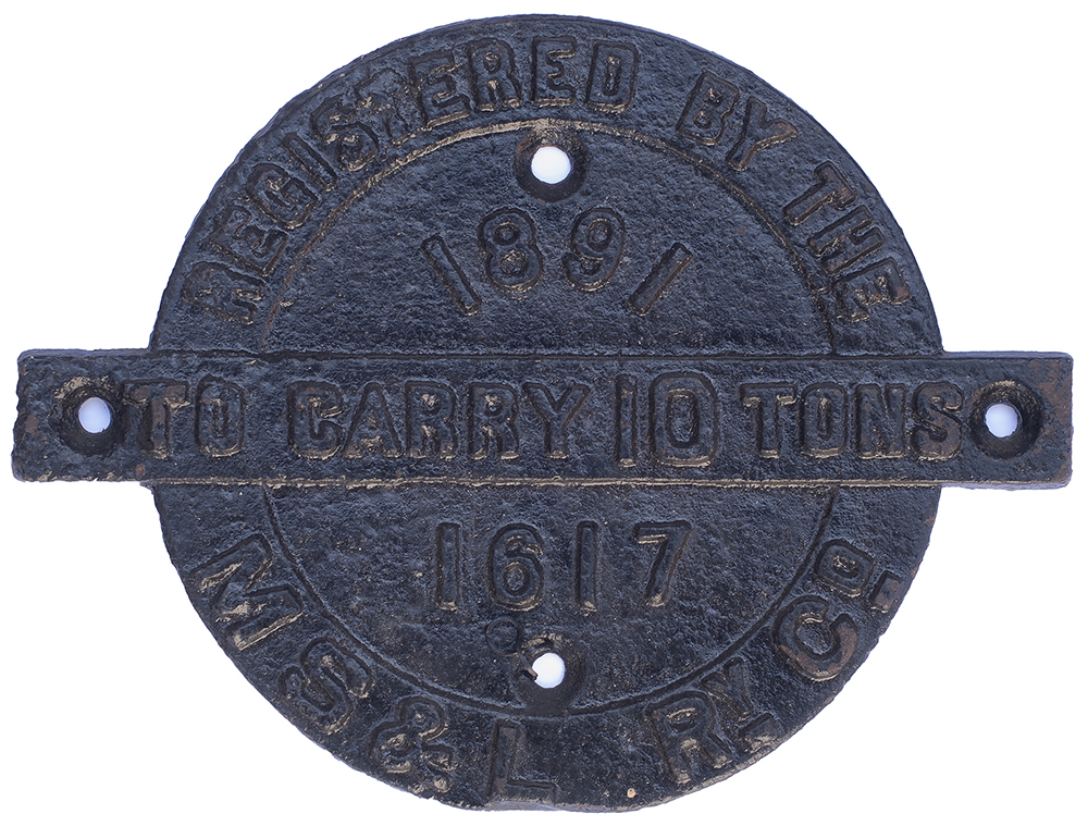 Manchester Sheffield & Lincolnshire Railway cast iron registration wagonplate TO CARRY 10 TONS
