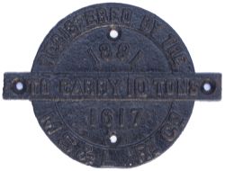 Manchester Sheffield & Lincolnshire Railway cast iron registration wagonplate TO CARRY 10 TONS