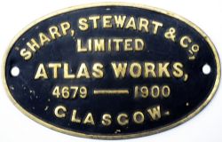 Worksplate SHARP STEWART & CO LIMITED ATLAS WORKS GLASGOW 4679 1900 ex South Eastern and Chatham