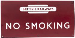 BR(M) FF enamel station sign NO SMOKING with British Railways totem at the top. In very good