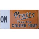 Advertising motoring enamel sign PRATTS FROM THE GOLDEN PUMP. This is half of a larger sign but is