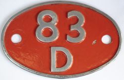 Aluminium shedplate 83D Plymouth Laira to September 1963. In face restored condition, these were