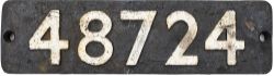 Smokebox numberplate 48724 ex LMS Stanier 8F built Brighton works in 1944. Numbered LNER 7670, 3119,