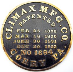 Worksplate CLIMAX MFG CORBY PA. PATENTED FEB 25 1890 MAR 18 1890 JUNE 30 1891 DEC 20 1892 NO 1684 Ex