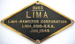 Worksplate 9353 LIMA LIMA-HAMILTON CORPORATION LIMA, OHIO-U.S.A. JAN, 1949. Ex Louisville and