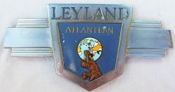 Leyland Atlantean Radiator Badge depicting centre image of Atlas holding circular, enamel globe.