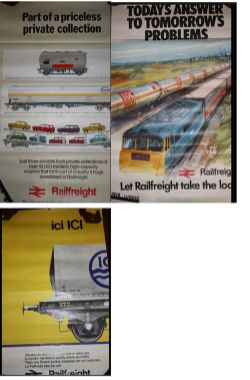 British Rail Posters, qty 3 different Railfreight. (3 items)