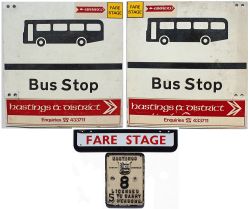 Hastings & District Bus Stop sign screen printed, double sided measuring 14.75in x 15.5in. Bottom