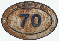 L&NWR Co cast iron Bridgeplate No 70. Totally unrestored, 17.75in x 12in.