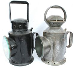 Private Owner Handlamps, quantity 2 comprising: 4 aspect with square rotating drum within, painted