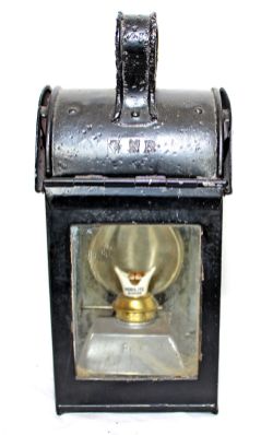 GNR General Purpose Handlamp stamped GNR on the front domed top. BR-E reservoir fitted with a