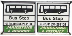 Maidstone & District Bus Stop sign, double sided measuring approximately 15in x 15in. Screen printed