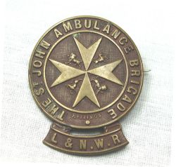 L&NWR St John Ambulance Brigade brass pin-back Badge.