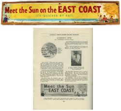 LNER Advertising Streamer, Meet The Sun On The East Coast – It’s Quicker By Rail. A wonderful