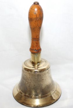 LNER brass Handbell with wooden handle complete with clapper and in full working order. Bell