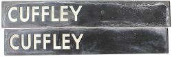 LNER or possibly GNR glass Indicator Panels, quantity 2, both CUFFLEY one measuring 22.5in x 3.