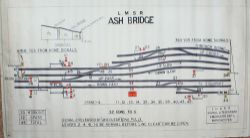 LMSR coloured Signalbox Diagram ASHBRIDGE. Situated between Denton and Stockport, it measures 20.