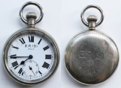 BR(S) Swiss made Pocket Watch engraved on rear of case BR(S) 5465. The enamel dial has two small