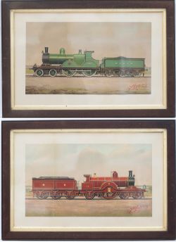 A pair of F. Moore Prints issued by the Railway Magazine in 1898. One is MS&LR 4-4-0 No 694 and
