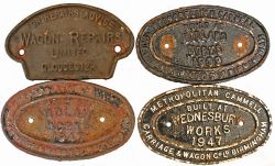 Wagon Plates, quantity 4 comprising: For Repairs Advise Wagon Repairs Limited Gloucester;