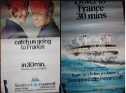 British Rail Posters, qty 2 Hovercraft Seaspeed comprising: Catch Us Going To France in 30