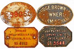 Wagon Plates, quantity 4 comprising: British Steel Corporation Owners No 9805; Rudge Brown & Co