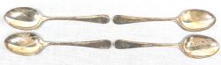 Southern Railway Shipping silverplate Teaspoons, quantity 4, each showing the SR Shipping Flag on