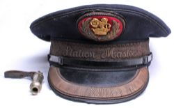 BR(M) Station Master Hat, no size marking visible. In good condition with dulling to the peak and