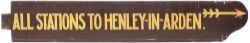 Great Western Railway platform indicator board ALL STATIONS TO HENLEY IN ARDEN. Double sided painted