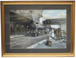 Original painting of Robinson Rod 2-8-0 number 1914 operating in France during the later stages of