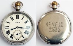 Great Western Railway nickel cased pocket watch with a Rotherhams London English lever movement No