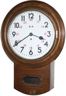 Midland Railway oak cased 12 inch drop dial mahogany cased English fusee railway clock supplied