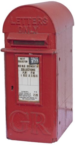 Cast iron post box, lamp box type, George V. Complete with enamel door plate 60 OLD IDSWORTH, lock