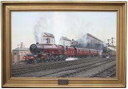 Original oil painting of LMS Stanier 4-6-2 6201 Princess Elizabeth leaving Rugby by Gerald Broom