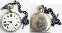 London Brighton and South Coast Railway nickel cased pocket watch with a Swiss Omega top wound and