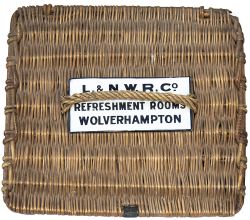 London & North Western Railway wicker Luncheon Basket with original enamel plate L.&N.W.R.CO