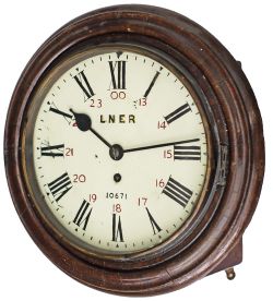 Great Northern Railway mahogany cased 10 inch English fusee railway clock lettered on the dial