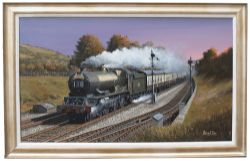 Original painting by Barry Price of GWR Collett King 4-6-0 6028 King George VI with the Down