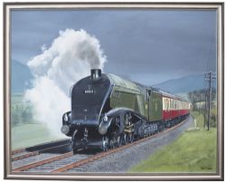 Original oil painting of LNER Gresley A4 60011 4-6-2 Empire Of India at the head of an afternoon