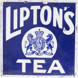 Advertising enamel sign LIPTON'S TEA. Double sided; one side in very good condition, the other