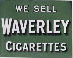 Advertising enamel sign WE SELL WAVERLEY CIGARETTES. In very good condition with a few small areas
