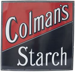 Advertising enamel sign COLMAN'S STARCH. In excellent condition with owners name Colmans at the
