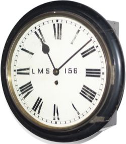 Lancashire and Yorkshire Railway 12in dial mahogany ebonised cased railway clock with a spun brass