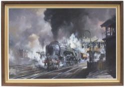 Original oil painting of Peppercorn A1 4-6-2 60124 Kenilworth leaving Leeds station on the Yorkshire